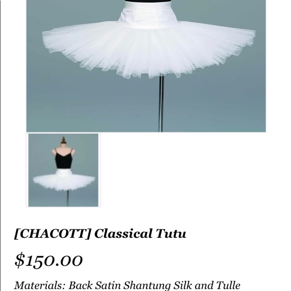 NWT Chacott Freed White Tutu